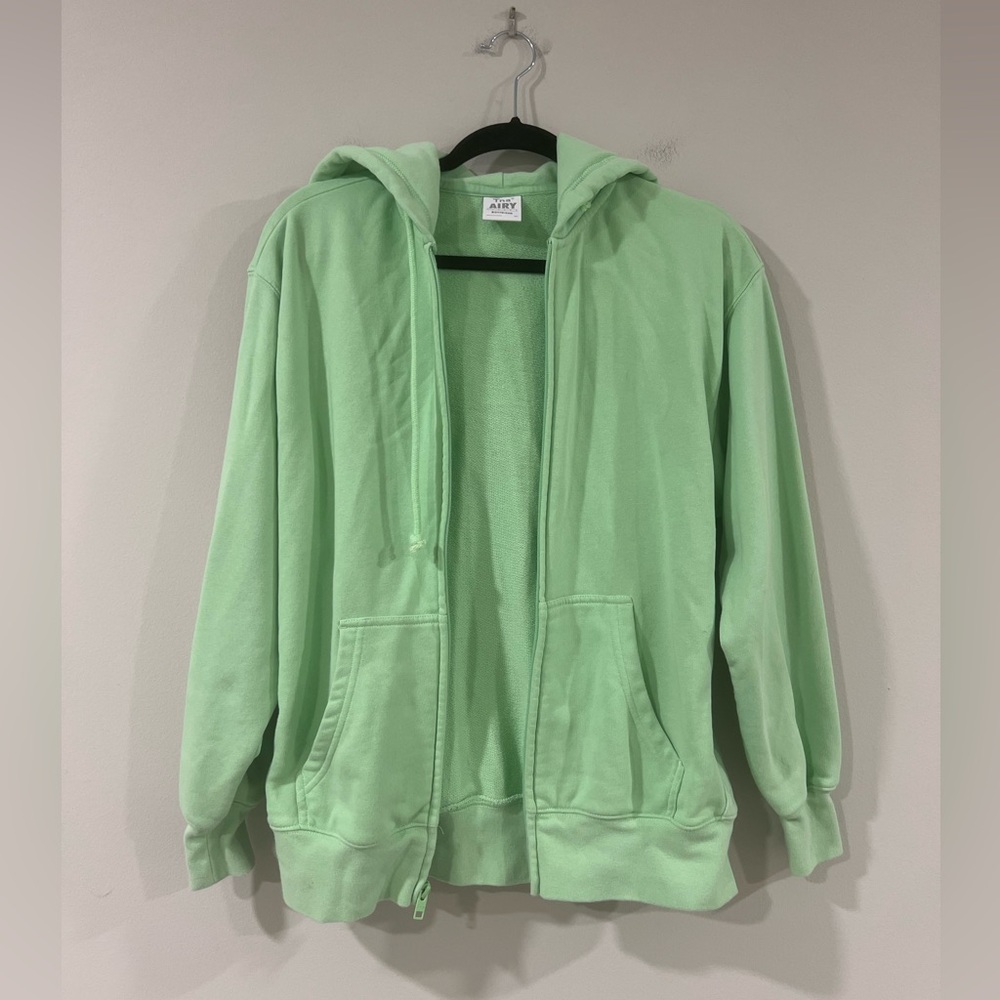Tna Airy Fleece Boyfriend Zip Hoodie Lime Green XS